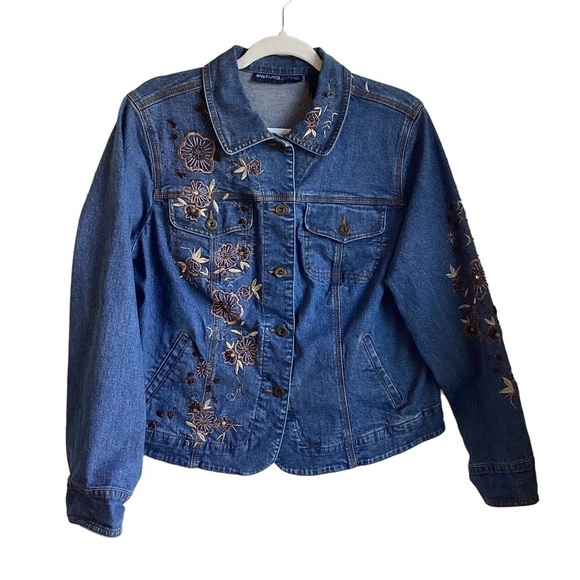 Avenue Jeans Women’s Denim Jacket With Embroidery And Beading. Size 14/16 - Picture 1 of 9
